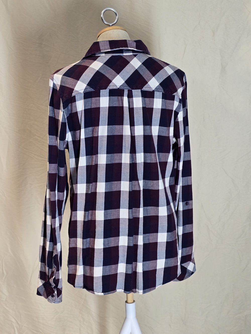 Reitmans Women's Purple and White Plaid Casual Button-Down Shirt - Picture 3 of 6